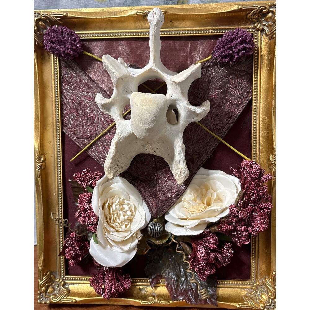 Handmade one of a kind Bovine Vertebrae Floral Art Piece. Ethically sourced
